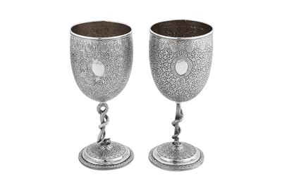 Lot 105 - A pair of late 19th century Anglo - Indian unmarked silver goblets, Lucknow circa 1890