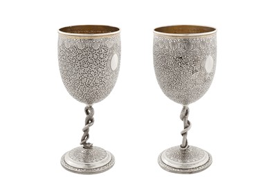 Lot 99 - A pair of late 19th century Anglo - Indian unmarked silver goblets, Lucknow circa 1890