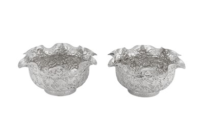 Lot 107 - A pair of early 20th century Anglo - Indian unmarked silver bowls, Lucknow circa 1920