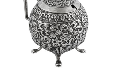 Lot 131 - An early 20th century Anglo – Indian unmarked silver mustard pot, Cutch circa 1910
