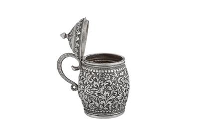 Lot 130 - A late 19th century Anglo – Indian unmarked silver mustard pot, Cutch circa 1890