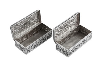 Lot 139 - A pair of late 19th century Anglo – Indian silver boxes, Cutch, Bhuj circa 1880 by Oomersi Mawji (active 1860-90)
