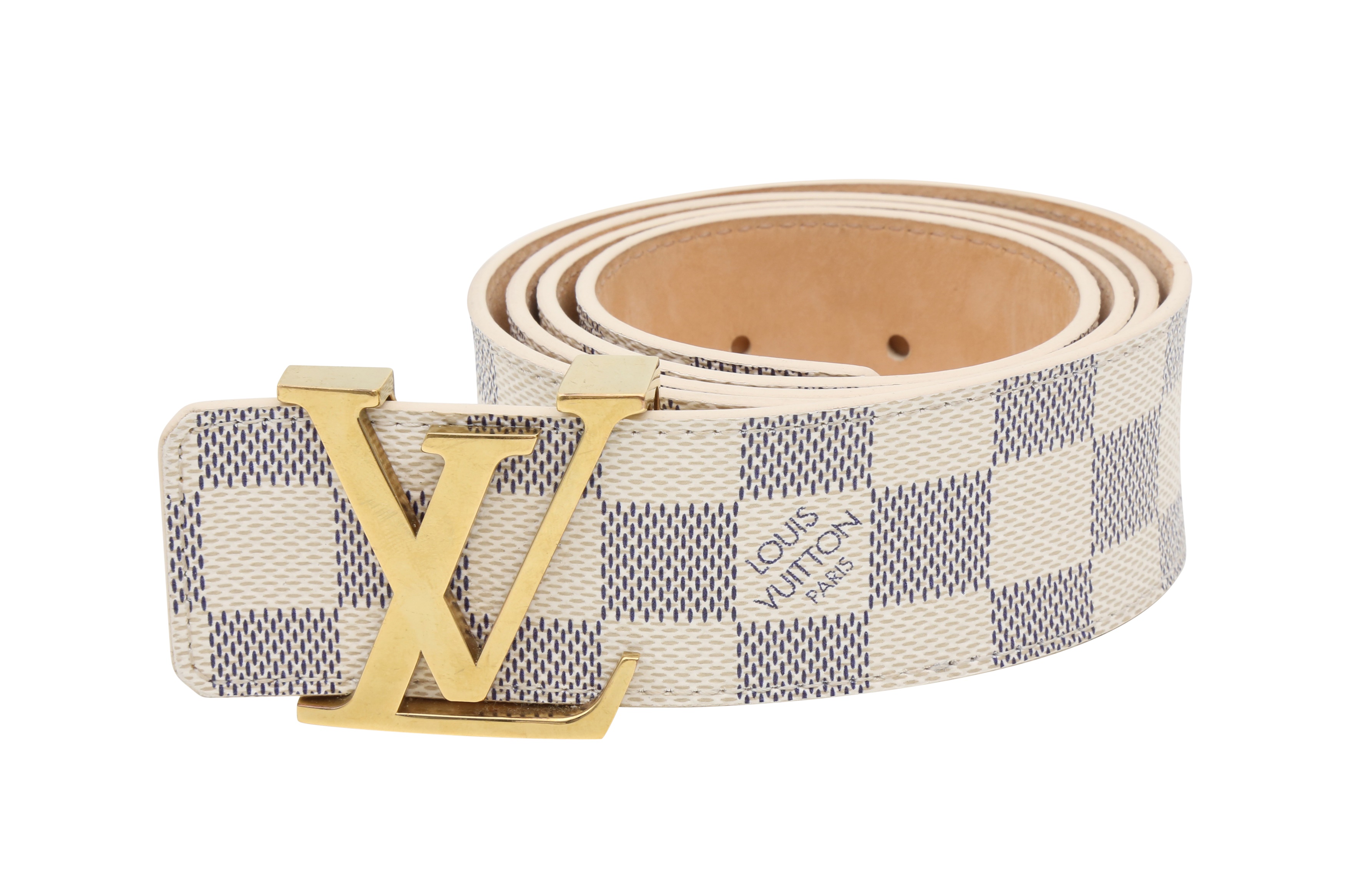 Louis Vuitton Damier Azur Belt with Gold-toned Buckle