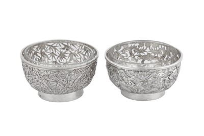 Lot 214 - Two early 20th century Chinese Export silver salts, circa 1900