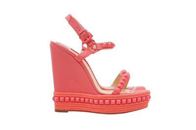 Lot 52 - Christian Louboutin Pink Cataclou Espadrille Wedge Sandal - Size 41