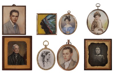 Lot 155 - λ A GROUP OF EIGHT MINIATURE PORTRAITS