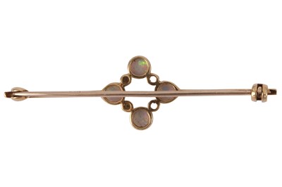 Lot 114 - AN OPAL AND SEED PEARL BROOCH