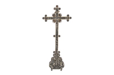 Lot 412 - λ A MOTHER-OF-PEARL AND IVORY-INLAID WOODEN CRUCIFIX
