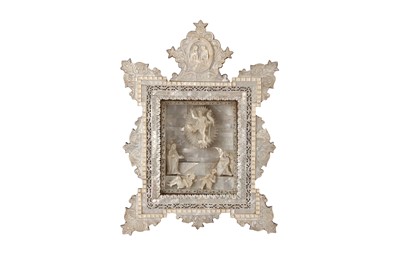 Lot 414 - A MOTHER-OF-PEARL-CLAD CHRISTIAN DIORAMA