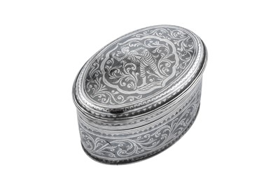 Lot 168 - A late 19th / early 20th century Burmese niello and silver lime box, probably Shan States circa 1900
