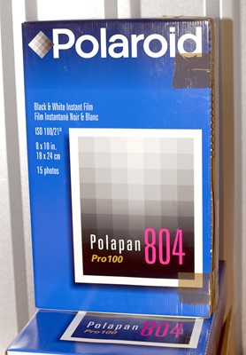 Lot 54 - Five Boxes of Outdated Polapan Pro100 Type 804 10" x 8" Polaroid Film.