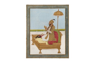 Lot 319 - A SEATED PORTRAIT OF AURANGZEB (R. 1658 - 1707), THE SIXTH EMPEROR OF THE MUGHAL EMPIRE