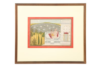 Lot 212 - A MOMENT OF PLEASURE ON A TERRACE BY A LOTUS POND