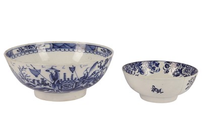 Lot 134 - AMENDED DESCRIPTION: TWO LIVERPOOL BLUE AND WHITE BOWLS, CIRCA 1775-1790