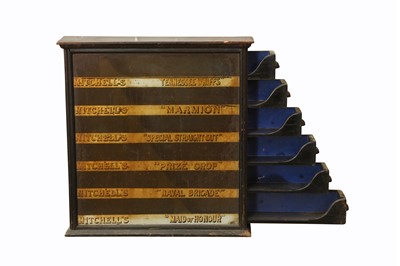 Lot 58 - A MITCHELL’S SIX DRAWER WALL MOUNTED CIGARETTE DISPLAY CABINET