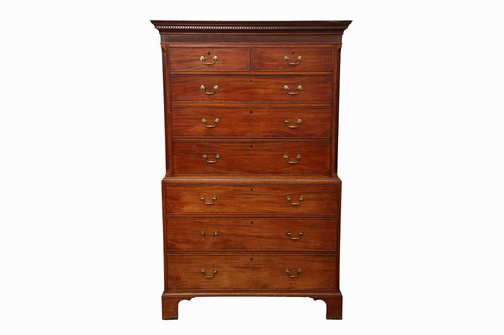 Lot 48 - A GEORGE III MAHOGANY CHEST ON CHEST