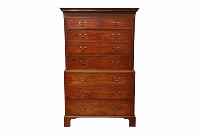 Lot 48 - A GEORGE III MAHOGANY CHEST ON CHEST