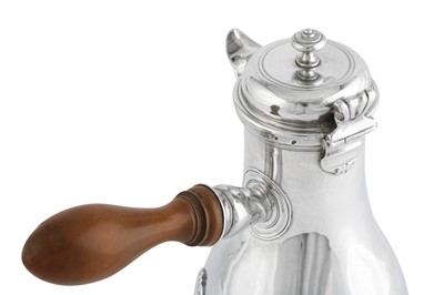 Lot 291 - A Louis XVI late 18th century French silver coffee pot (verseuse), Paris 1782, makers mark obscured