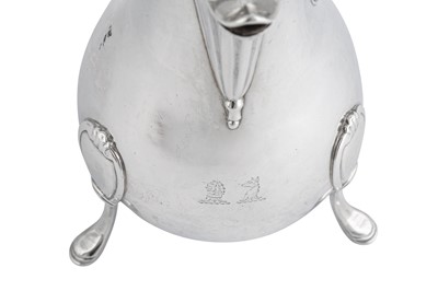 Lot 291 - A Louis XVI late 18th century French silver coffee pot (verseuse), Paris 1782, makers mark obscured