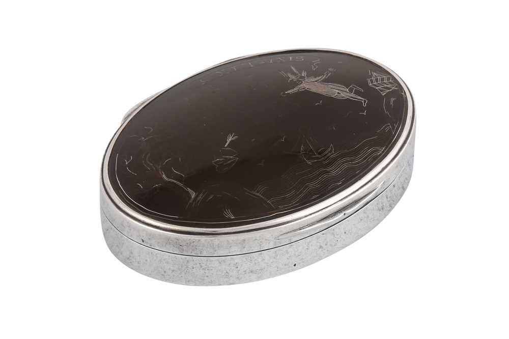 Lot 4 - A George IV sterling silver mounted tortoiseshell snuff box, Birmingham 1827 by Nathaniel Mills