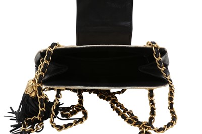 Lot 305 - Chanel Black Hessian Tassel Bag