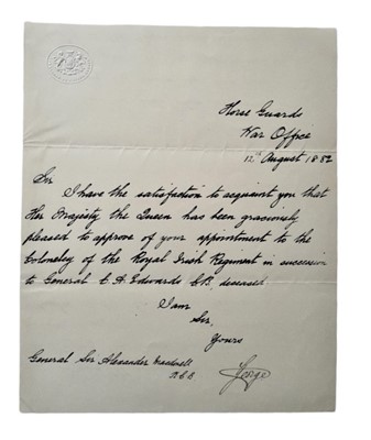Lot 19 - LETTER SIGNED BY GEORGE, DUKE OF CAMBRIDGE