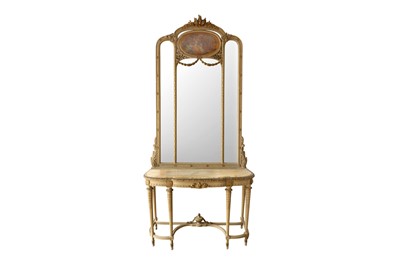 Lot 88 - AN ITALIAN PAINTED MIRROR BACK HALL OR CONSOLE TABLE, LATE 19TH/EARLY 20TH CENTURY