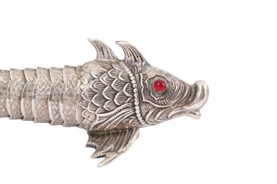 Lot 216 - A SPANISH ARTICULATED SILVER FISH, 20TH CENTURY