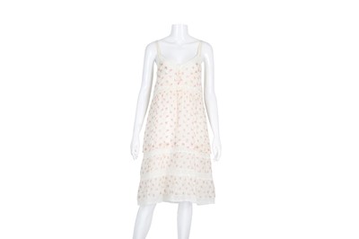 Lot 276 - Dolce & Gabbana Silk Cream Print Camisole Dress - Size 42