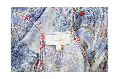 Lot 136 - Camilla Blue Silk Print Maxi Resort Dress - Size 3