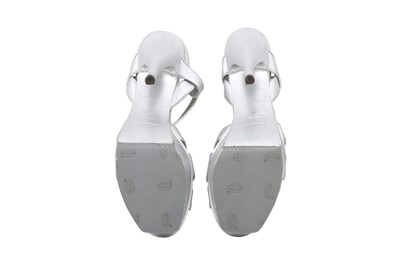 Lot 298 - Yves Saint Laurent Silver Tribute Platform Sandal - Size 41