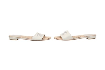 Lot 289 - Chanel Pale Gold Embroidered Logo Slide - Size 41.5