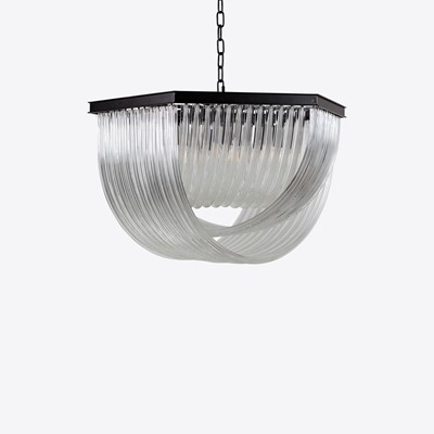 Lot 345 - PURE WHITE LINES, AN ECLIPSE CLEAR GLASS PENDANT LIGHT