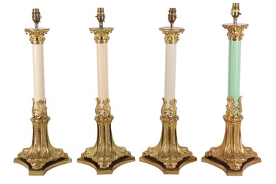 Lot 188 - A SET OF FOUR BAROQUE STYLE ORMOLU TABLE LAMPS