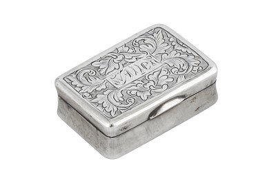 Lot 198 - A mid-19th century Chinese Export silver snuff box, Canton circa 1860 retailed by Khecheong