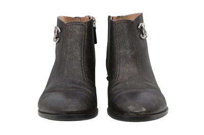 Lot 536 - Chanel Black CC Logo Ankle Boot - Size 40.5