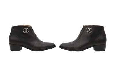 Lot 536 - Chanel Black CC Logo Ankle Boot - Size 40.5