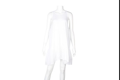Lot 386 - Miu Miu White Pointelle Knit Sleeveless Dress - Size 40