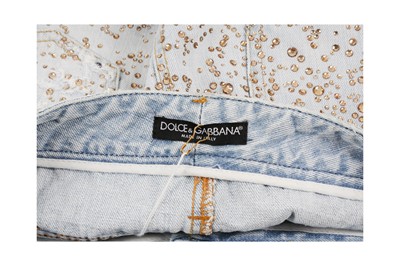 Lot 138 - Dolce & Gabbana Blue Denim Embellished Mini Skirt