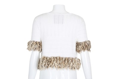 Lot 212 - Fendi Off White Short Sleeved Cropped Cardigan - Size 40