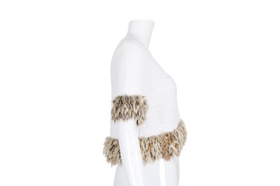 Lot 212 - Fendi Off White Short Sleeved Cropped Cardigan - Size 40