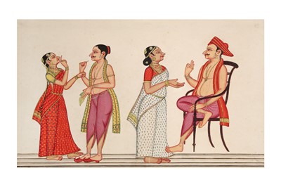 Lot 522 - FOUR ILLUSTRATIONS WITH SOUTH INDIAN VILLAGERS