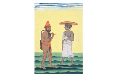 Lot 581 - THREE SOUTH INDIAN PAINTINGS OF LOCAL VILLAGERS