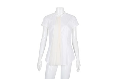 Lot 385 - Brunello Cucinelli White Poplin Short Sleeve Shirt - Size L