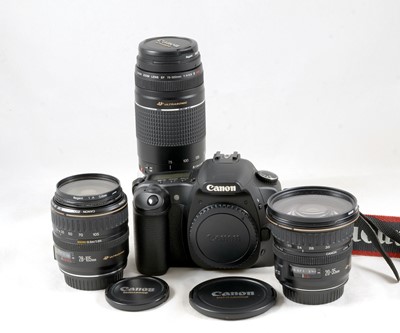 Lot 588 - 3-Lens Canon EOS30D DSLR Outfit.