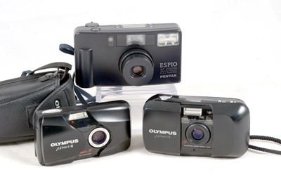 Lot 567 - Olympus Mju II & Pentax Compact Cameras.