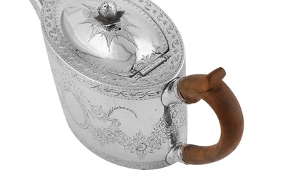 Lot 592 - A George III sterling silver teapot, London 1785 by Charles Chesterman