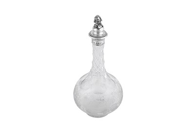 Lot 524 - A Victorian sterling silver mounted decanter, Birmingham 1863 by Cartright and Woodward