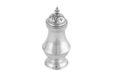 Lot 634 - A George II sterling silver ‘bun top’ pepper, London 1750 by Walter Brind (this mark reg. 7th Feb 1749)