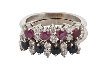 Lot 177 - A set of sapphire, ruby and diamond rings